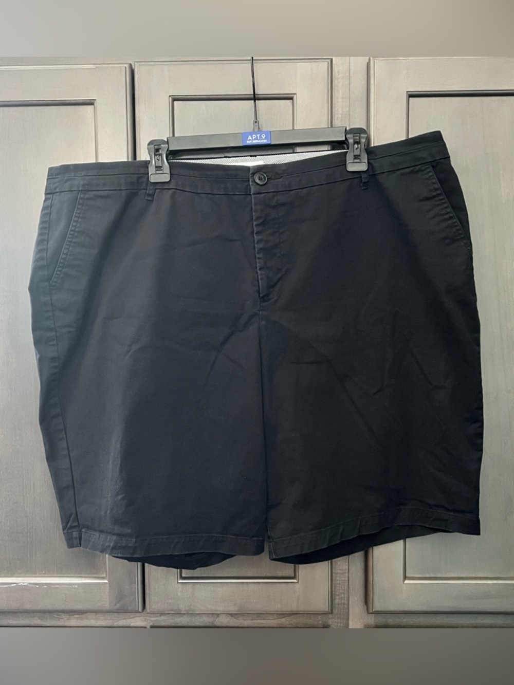 Croft & Barrow Women’s Chino Button Flat Front Shorts HiRise Stretch Black 20W